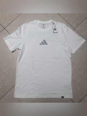 adidas White Short Sleeve Logo Tee